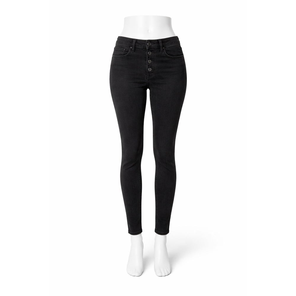Madewell 9" Mid-Rise Skinny Jeans Size 27 Faded Black Button Fly Denim